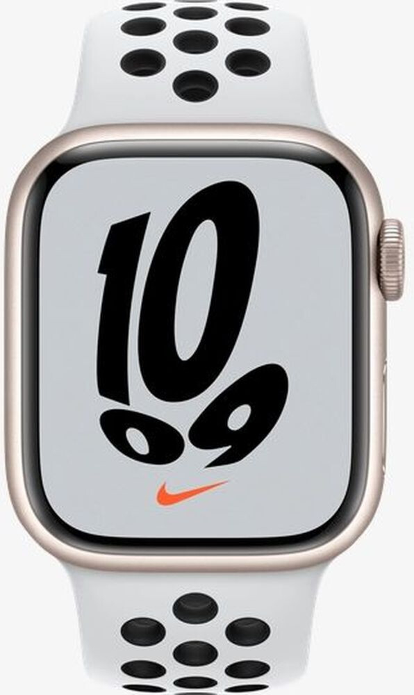 Apple Watch Nike Series 7 GPS 45mm Starlight Aluminium Case Pure Platinum/Black Nike Sport (MKNA3) 